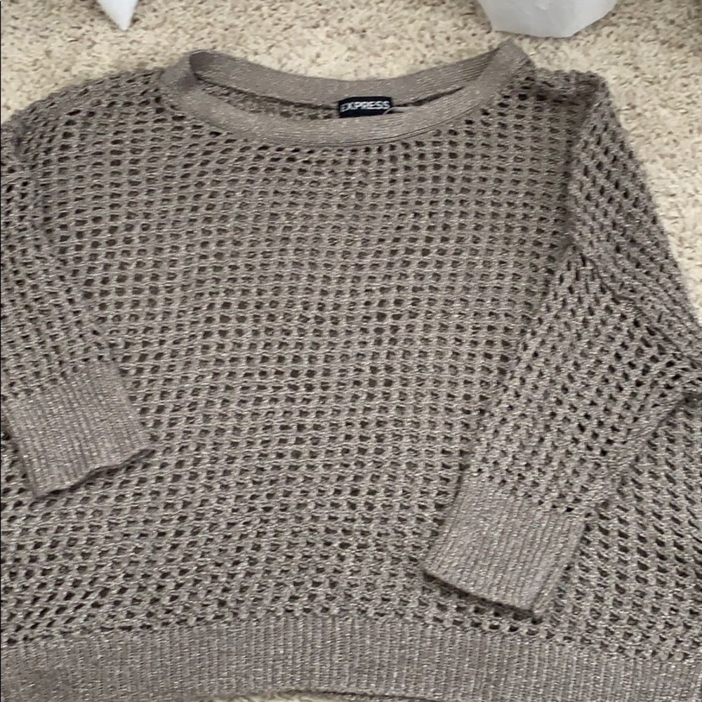 Express Metallic Crewneck Top
